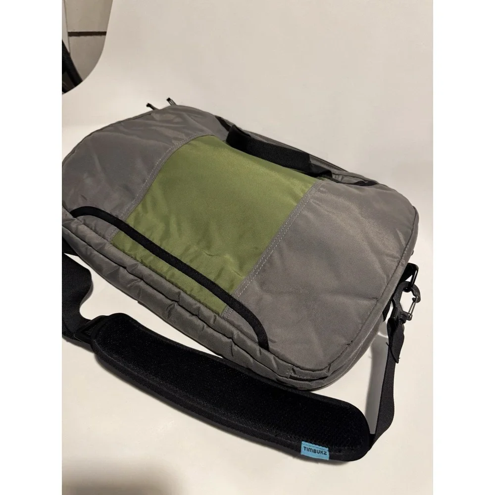 Timbuk2 Messenger Bag Gray/Green Nylon Classic Crossbody Laptop Biker